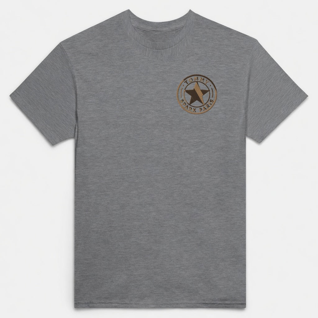 Tommy Spark Paris Luxury Star T-Shirt - Gray Heavy Cotton Gildan 5000 Unisex Crewneck