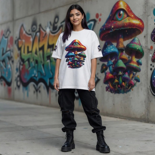 T-Shirt Bio Unisexe Tommy Spark Champignons Psychédéliques | Econscious EC1000 Tee Trippy Mushroom Retro Neon Festival Rave