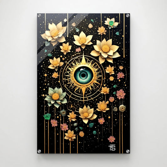 Acrylic Print "Golden Ascension" - Troisième Œil Cosmique Luxe Doré - Art Abstrait Tommy Spark
