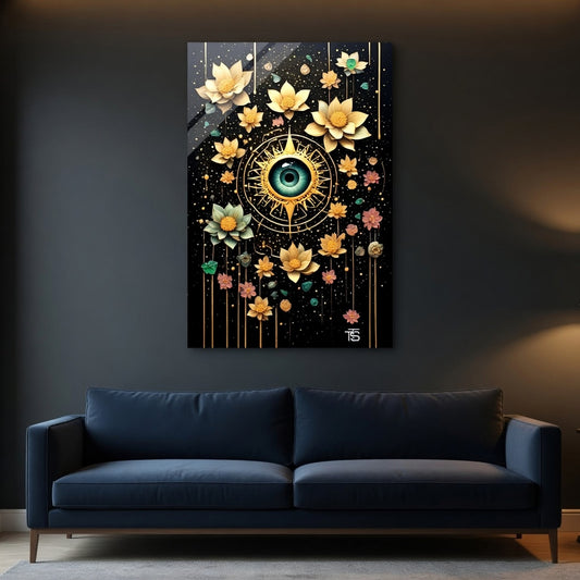 Acrylic Print "Golden Ascension" - Troisième Œil Cosmique Luxe Doré - Art Abstrait Tommy Spark