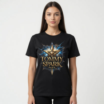 Tommy Spark Paris Luxury Star T-Shirt - Black Heavy Cotton Gildan 5000