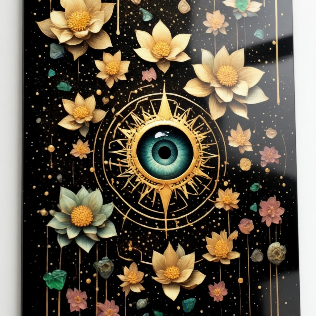 Acrylic Print "Golden Ascension" - Troisième Œil Cosmique Luxe Doré - Art Abstrait Tommy Spark