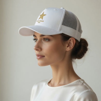 Tommy Spark Paris Luxury Trucker Cap | 5-Panel Yupoong 6006 | Premium Gold Star Hat