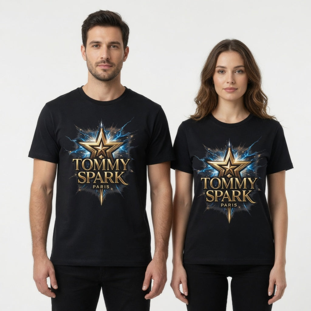 Tommy Spark Paris Luxury Star T-Shirt - Black Heavy Cotton Gildan 5000