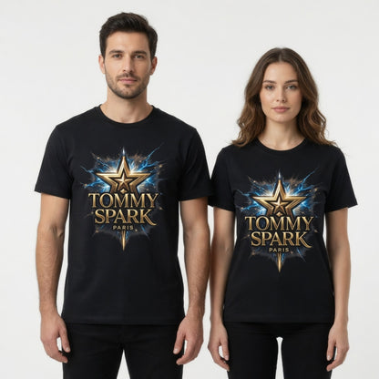 Tommy Spark Paris Luxury Star T-Shirt - Black Heavy Cotton Gildan 5000