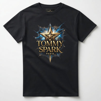 Tommy Spark Paris Luxury Star T-Shirt - Black Heavy Cotton Gildan 5000