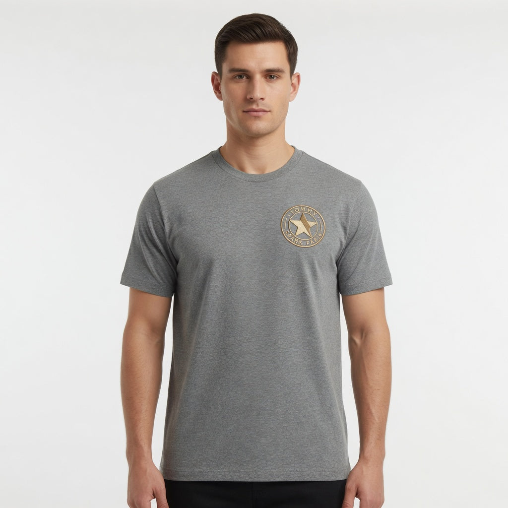 Tommy Spark Paris Luxury Star T-Shirt - Gray Heavy Cotton Gildan 5000 Unisex Crewneck