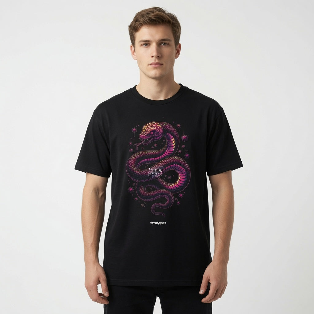 T-Shirt Serpent Cerveau Psychédélique Neon Unisexe - Tommy Spark Bella + Canvas - Design Trippy Streetwear Festival