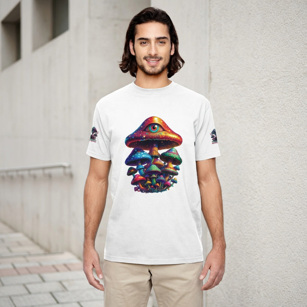 T-Shirt Bio Unisexe Tommy Spark Champignons Psychédéliques | Econscious EC1000 Tee Trippy Mushroom Retro Neon Festival Rave