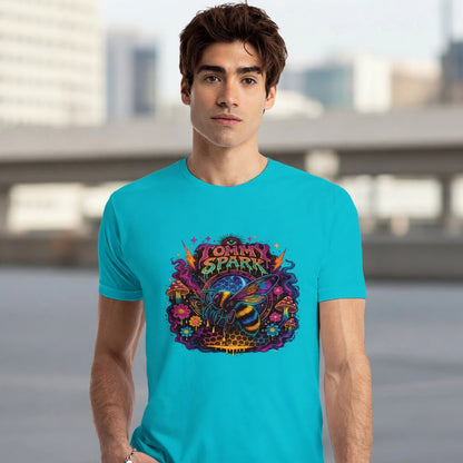 T-shirt Tommy Spark Bee Psychedelic - Turquoise | Graphic Tee Unisexe Next Level