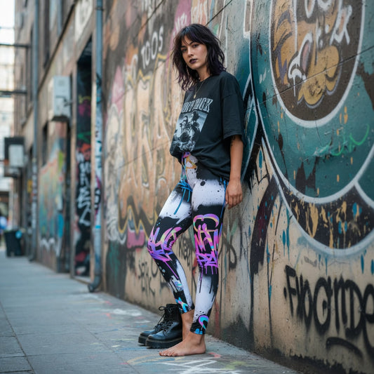 Damen-Graffiti-Yoga-Leggings mit hoher Taille